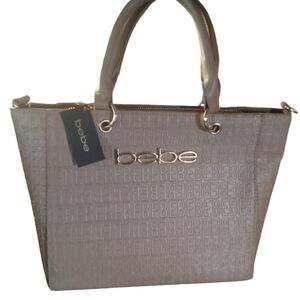 ✨Bebe handbag  NWT xx Celia embossed logo cross satchel almond